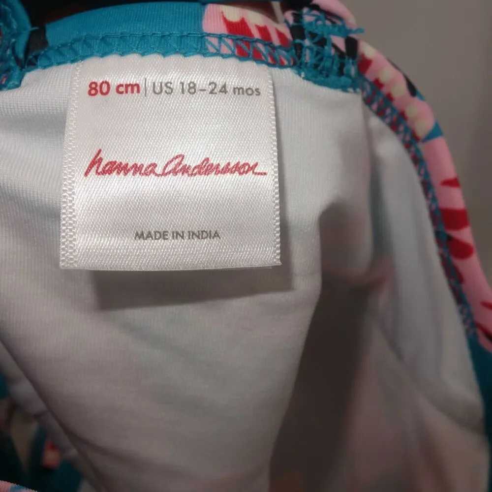 NEW Hanna Andersson Teal Aqua Butterfly Tankini Swimsuit Size 80 18-24 months